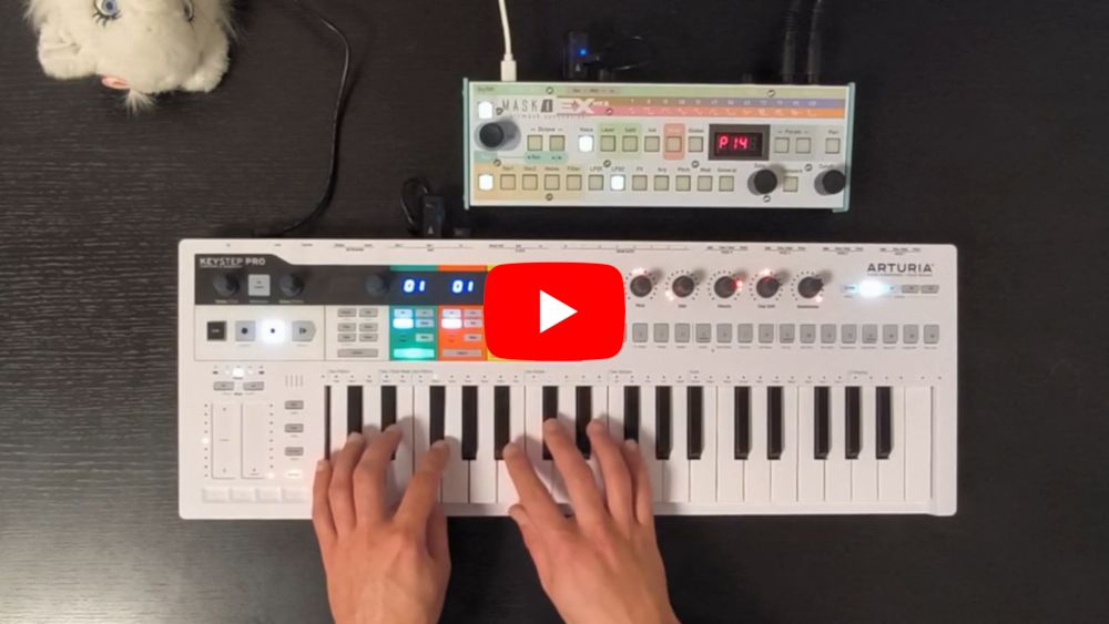 Mask1EX MK2 picture with Arturia keystep controller next to it